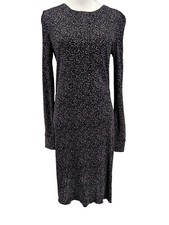 Tory Burch Women's Purple Black Animal Print Long Sleeve Dress Size XS