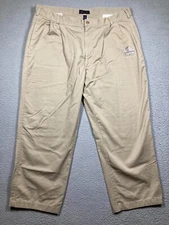 Pro Football Hall of Fame Pants Men's 42*x27 Beige Khaki Pleated  Canton Ohio