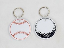 "Lote de 12 llaveros con llavero de vinilo redondo, plano, resistente de 2"", pelota de béisbol de golf"