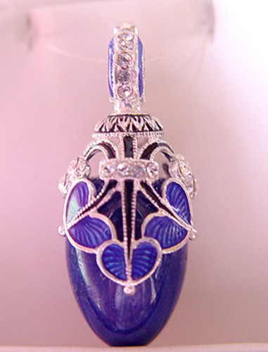 SALE ! SUPERB RUSSIAN EGG PENDANT STERLING SILVER 925 with GENUINE LAPIS - Picture 2 of 3