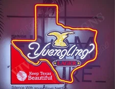 Yuengling Beer Lager Eagle Texas 27" Vivid LED Neon Sign Light Lamp With Dimmer
