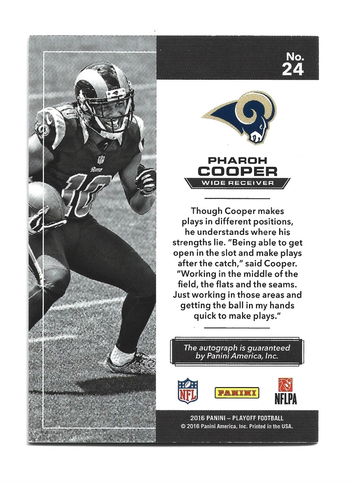 Pharoh Cooper AUTOGRAPH /25 Los Angeles Rams  2016 Panini Playoff #24 AUTO - Image 2 of 2