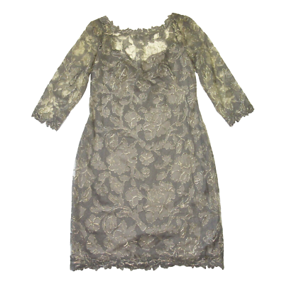 lark embroidered dress Lark Grey Ruffle and Lace Pussybow Midi Dress – Frock and Frill main image 0