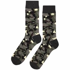 NWT Dark Camouflage Dress Socks Novelty Men 8-12 Multicolor Crazy Fun Sockfly