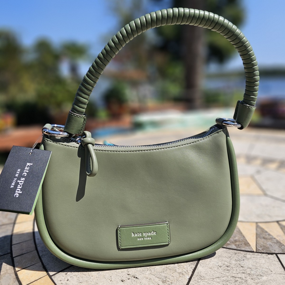 kate spade- Loop- Smooth Leather Top Handle Conv. Bag- Cedar Stand