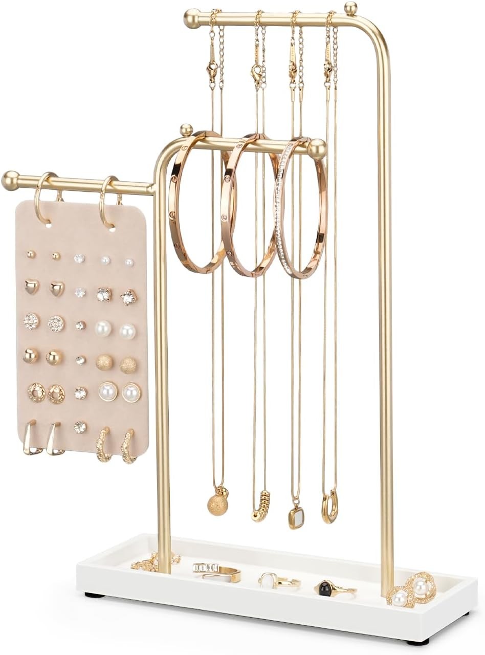 Organisateur bijoux velours blanc pour une coiffeuse épurée et élégante