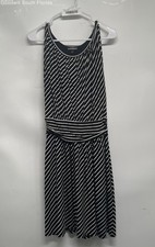Express Womens Black White Striped Sleeveless Banded Waist A-Line Dress Size S