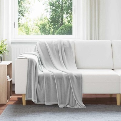 Wohndecke grau 150x130 cm Fleece weich leicht kuschelig Wohndeko extra weich