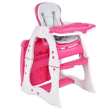 3-in-1 Baby High Chair Convertible Play Table Seat Booster Toddler Feeding Pink