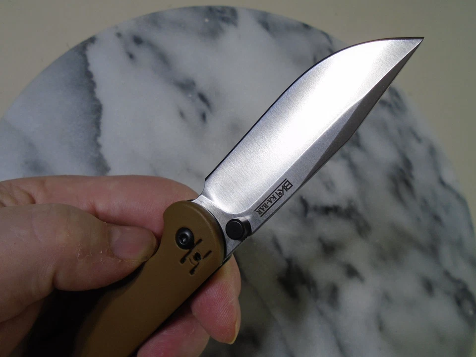 Kabar Becker Mini D2 Folder Pocket Knife BK41 D2 GFN Linerlock 4 Way Clip Brown - Image 2 of 4