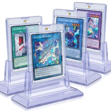 4ct Magnetic Card Holders for Trading Cards, 35pt Acrylic Baseball Card Holde...
