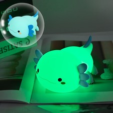 HAPPYBAG Axolotl Night Light,Cute Axolotl lamp Gifts for Kids,Dimmable Silicone