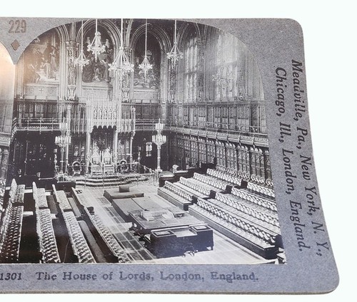 Antica cartolina Keystone Stereoview - La Camera dei Lord Londra Inghilterra - Foto 2 di 3
