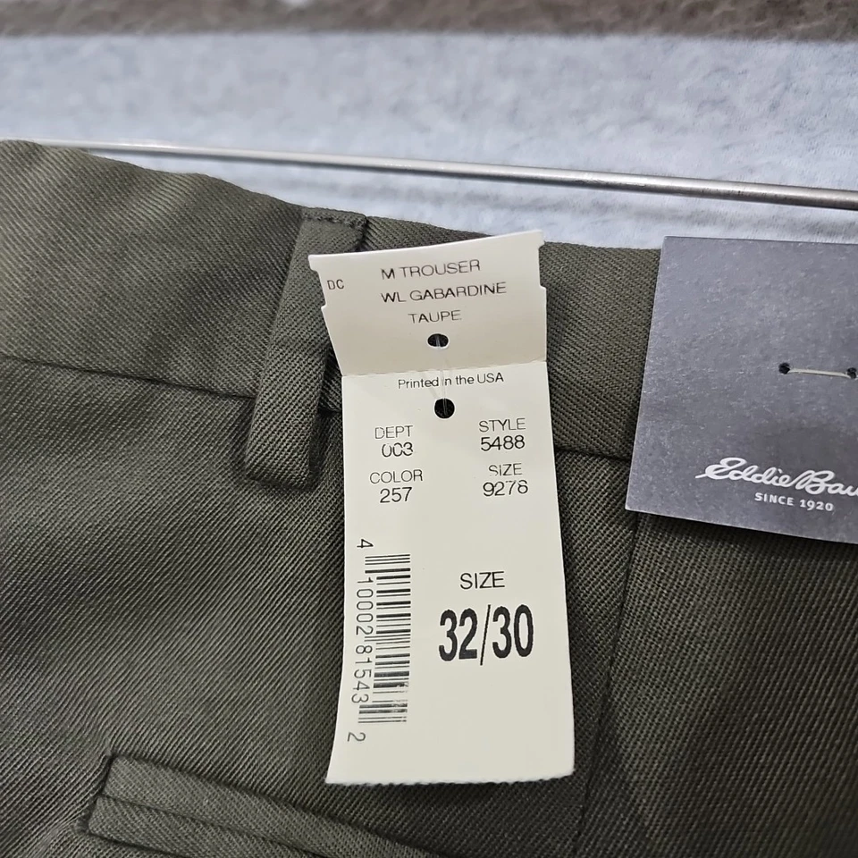 Pantalones de vestir de lana vintage Eddie Bauer para hombre marrón plisado puño 32x30 Foto 4 de 4
