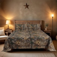 Realtree Xtra Camo Bedding Twin Sheet Set 3 Piece Polycotton Rustic Farmhouse Be
