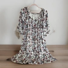Naif Shift Dress Medium Floral Off Shoulder Peasant Boho Lined Flowy Girly Fairy