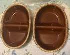 2 1960s Hull Brown Drip Divided Fruit/Casserole Dishes