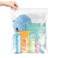 Large 3.5 Gallon Plastic Zipper Storage Bags, 16x19 Inches Clear Reclosable S...