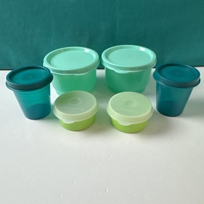 Tupperware Snack Cups, Smidgets And Midget Combo Set Of 6 Shades Of Green