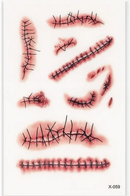 GENERISE Realistic Wound Stickers Fake Scar Tattoos Waterproof Halloween Makeup Sheet