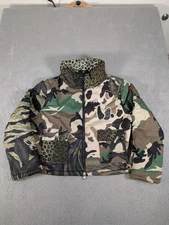 Civil Regime Unapologetic Puffer Jacket Mens XL Camo Leopard Patchwork Streetwea