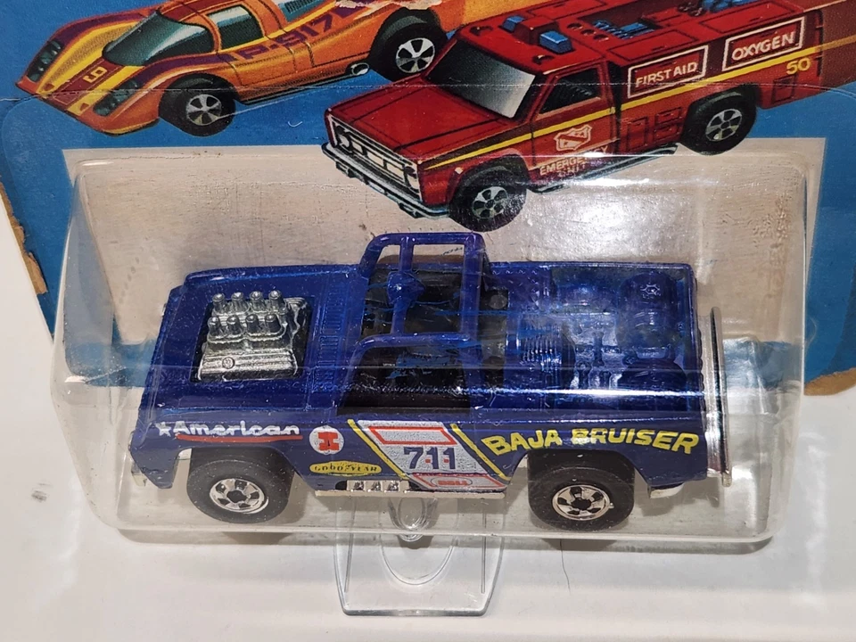 Hot Wheels Vintage Baja Bruiser Blue Flying Colors HTF Blackwalls 1977 - Image 3 of 4