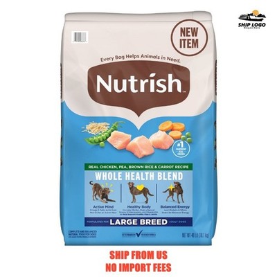 Nutrish Large Breed Real Chicken, Pea, Brown Rice & Carrot Recipe Whole Health 