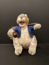 Rare Folkmanis Puppet Gray Squirrel W/ Tag Blue Jacket Acorn Plush Animal 11