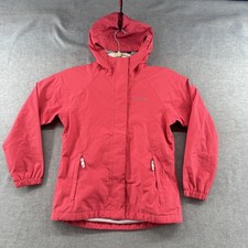 Eddie Bauer Jacket First Ascent Hood Rain Proof Pink Full Zip Girls 10/12 M