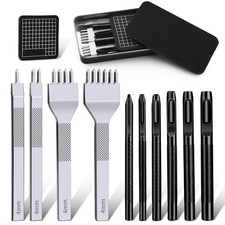 Leather Stitching Punch Hole Punch Tool Set, 4mm 1/2/4/6 Prong Punch Chisel, ...