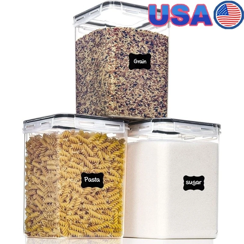 Airtight Food Storage Containers 3PC BPA Free Plastic Kitchen Canisters New