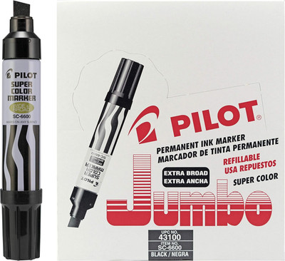 Pilot Super Color Jumbo Refillable Permanent Markers, Black Ink, Extra-Wide Chis