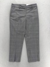 LOFT The Riviera Slim Ankle Dress Pants Womens 8 Black Plaid Twill Stretch Work