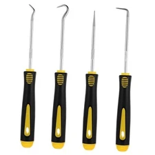 WILLBOND 4 Pcs Pick and Hook Set Precision Automotive Mechanic Picks Yellow