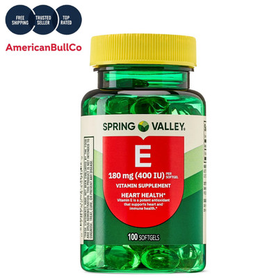 Spring Valley Vitamin E 400 IU 180 mg 100 Softgels Heart Health Supplement