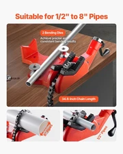 New Heavy-Duty Pipe Chain Vise, 1/2" - 8" Pipe Capacity, 34.6" Rugged Chain &