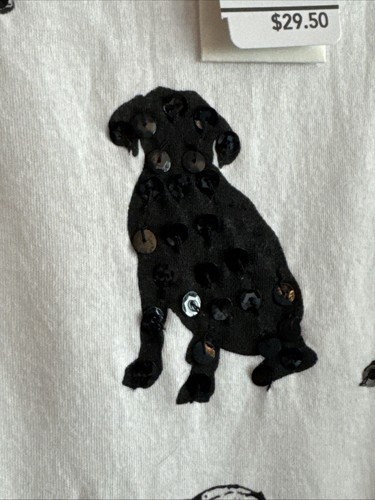 Michael Simon for CHRISTOPHER & BANKS - Beaded Dogs 3/4 Sleeve Knit Top XL - Picture 3 of 9