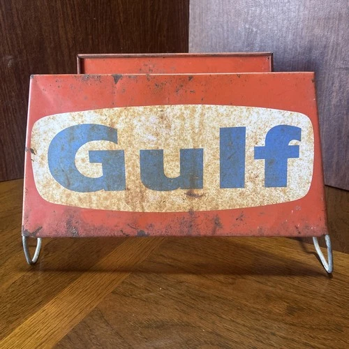 Vtg 1960s Gulf Service Station Tire Display Rack Sign Metal Advertising Auto