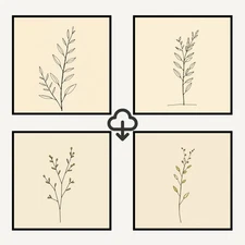 Set of 4 Realistic Digital Wall Art Print Modern Home Decor Printable Instant #8