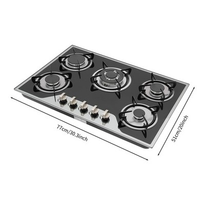 Cook Top 30 Inch Stainless Steel Built-in 5 Burners Stove LPG/NG Gas Cooker Hob