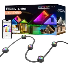Enbrighten Eternity Permanent Outdoor Lights, 100ft, 72 RGBWIC LEDs, White Ea...