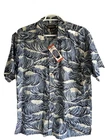 Cooke Street Hawaiian Print Waves Ocean Shirt Men's Size XXL Blue & Ivory Cotton