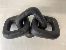 Brutalist 3 Linked Chain Sculpture Black Cast Metal Home Decor