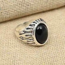 Black Onyx Gemstone Ring 925 Sterling Silver Birthday Men's Ring All Size D20