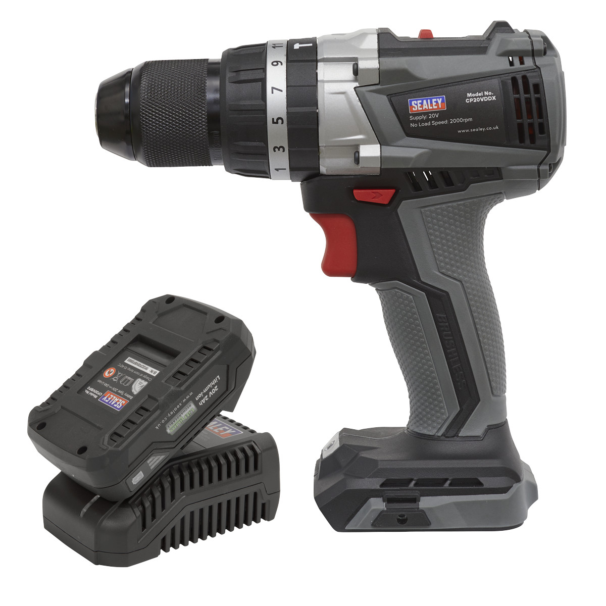 Sealey CP20VDDXKIT1 Brushless Hammer Drill/Driver Kit 13mm 20v 2Ah