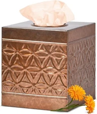 Autumn Alley Copper Tissue Box Cover Square, Copper Bathroom Accessories, Metal