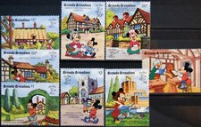 GRENADA GRENADINES 1990 1289-96 DISNEY CARTOONS STAMP WORLD LONDON Shakespeare