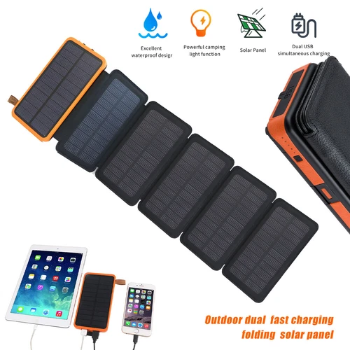 46800mAh Portable 6 Solar Panel Folding Power Bank Outdoor Camping Phone Charger image 8