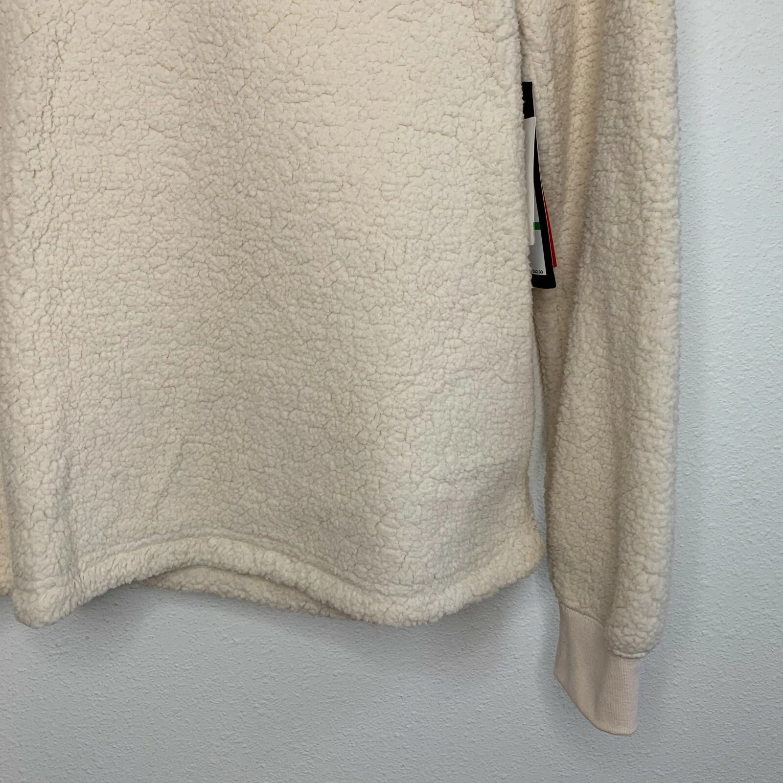 OFF WHITE FILA Felpa donna pile sherpa logo scritto manica lunga maglione panna grande