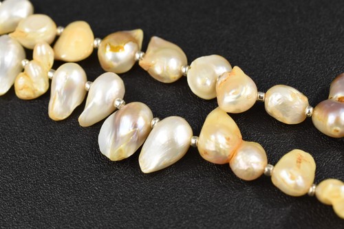 18-1/2" Sterling Silver Necklace with Baroque Freshwater Pearl & Silver Spacers - Picture 8 of 11